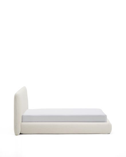 Кровать Martina со съемным чехлом из шенилла цвета экрю 160 x 200