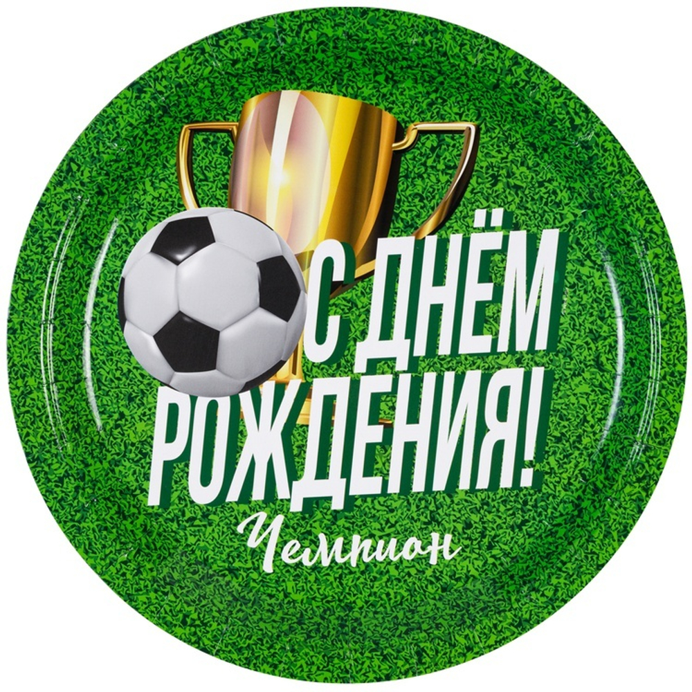 Тарелки бумажные «С днем рождения. Футбол», 23 см, 6 шт