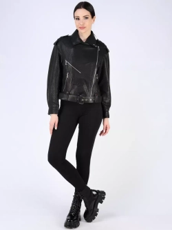 Кожаная куртка демисезонная косуха оверсайз