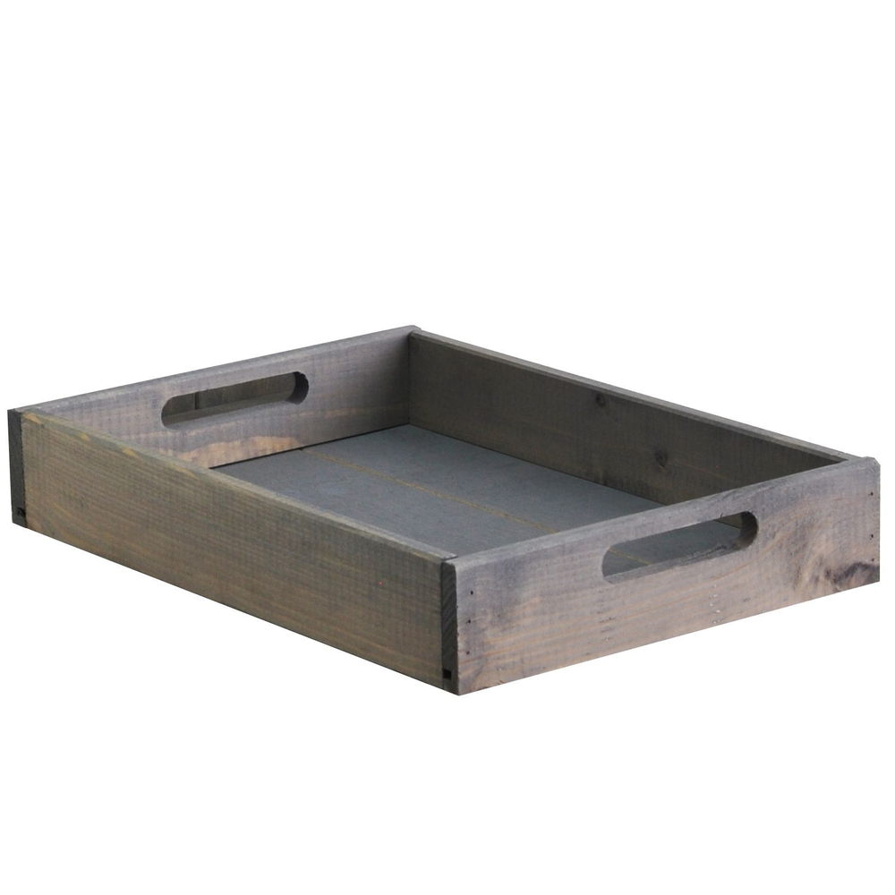 Набор деревянных подносов 38х28 см в стиле рустик (состаренный), 2 шт, столики для завтрака в постель Флоутард, для кухни, серый