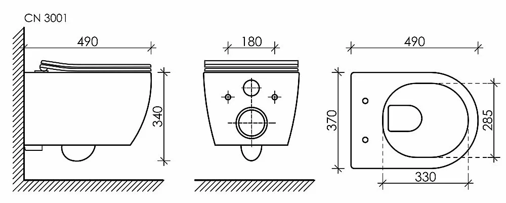 Унитаз подвесной Ceramica Nova PLAY Rimless CN3001_1002B безободковый, с крышкой микролифт, с инсталляцией и черной матовой кнопкой