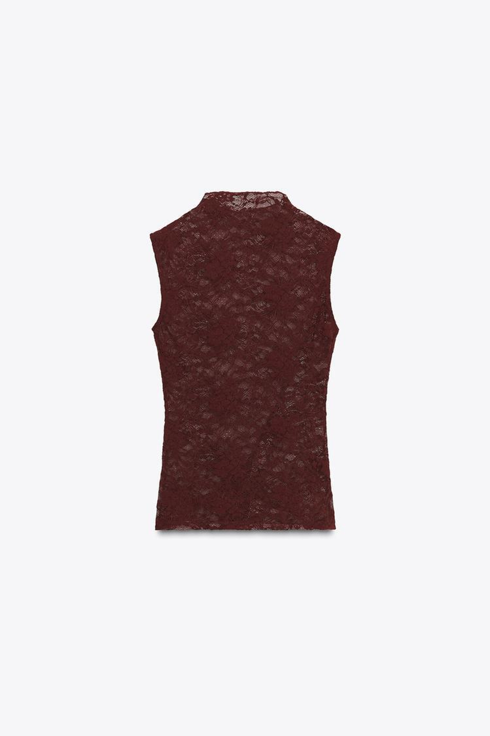 ZARA КРУЖЕВНОЙ ТОП, ТЕМНО-РОЗОВЫЙ