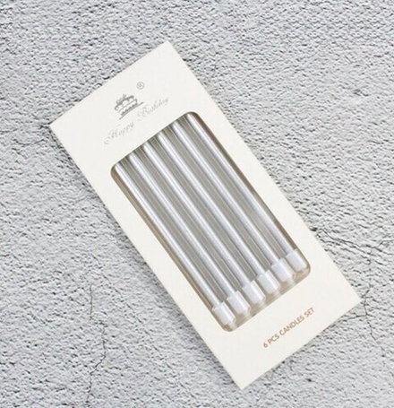 Набор свечей для торта, серебряный металлик, 10 см 6 шт