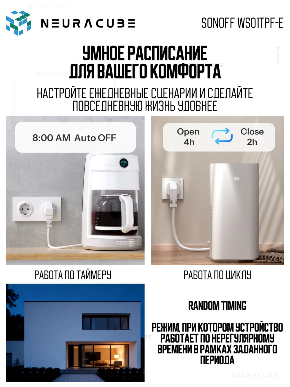 Маtter (Wifi) Розетка SONOFF WS01TPF-E Max16A (Работает с Алисой)