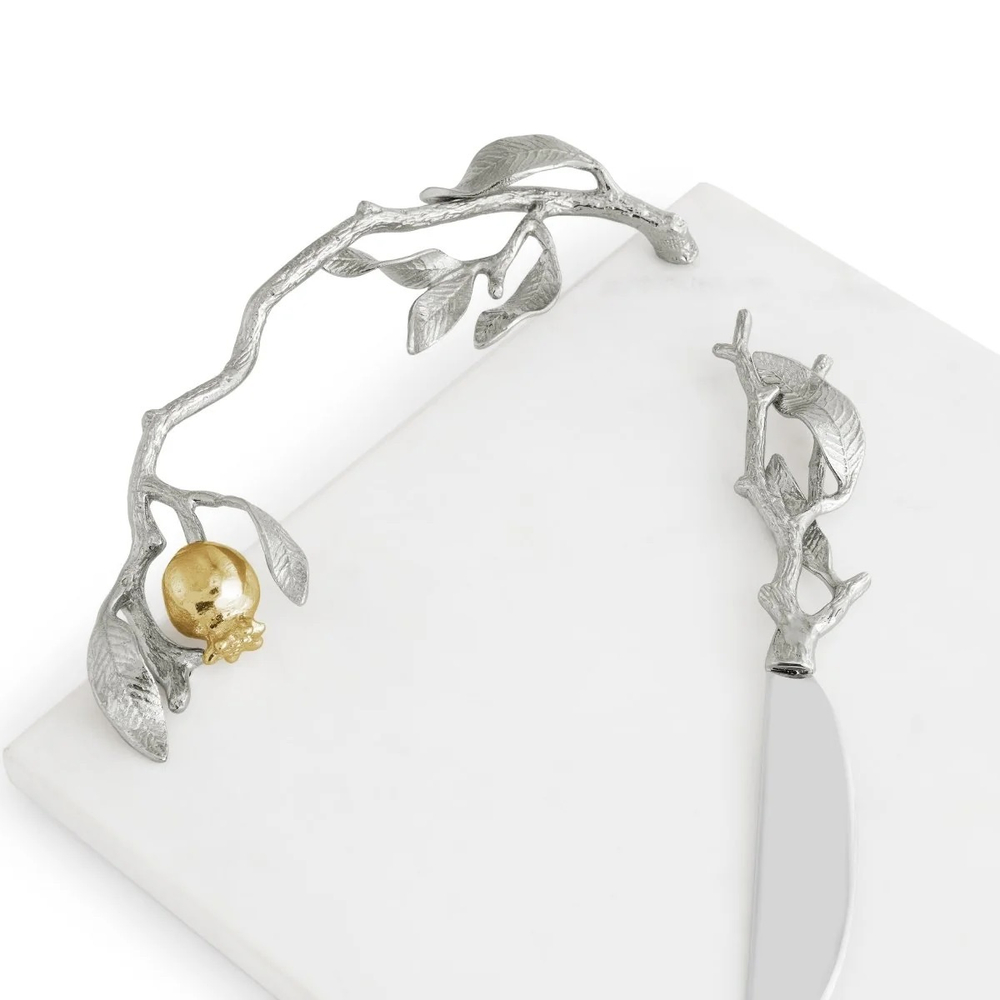 Сервировочный сырный набор Michael Aram Pomegranate Silver & Gold (45.7 x 25.4 см)