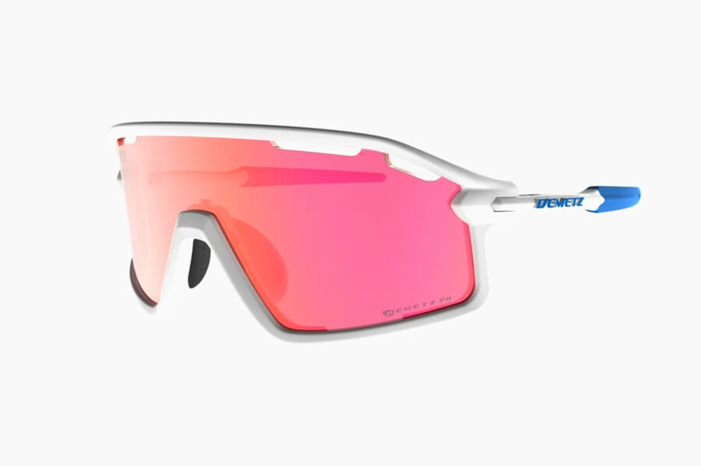 Спортивные очки с диоптриями Demetz Hurry / White/Mat Blue Rose with Photochromic Red Mirror Cat.1 to 3