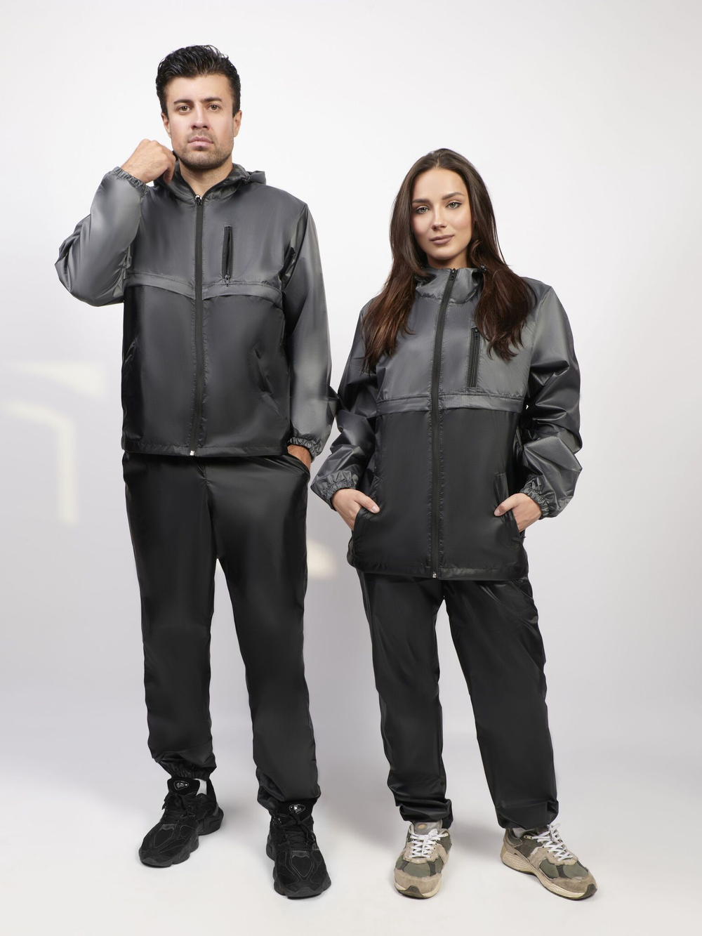 Спортивный костюм Prival Ветровлагозащитный, Чёрный+серый
