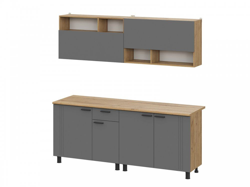 Кухонный гарнитур Монако 2.0 м МДФ с фрезеровкой (Дуб Золотой/Графит)