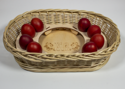 Пасхальное блюдо овальное с вкладышем для яиц и кулича, набор 4 штуки.