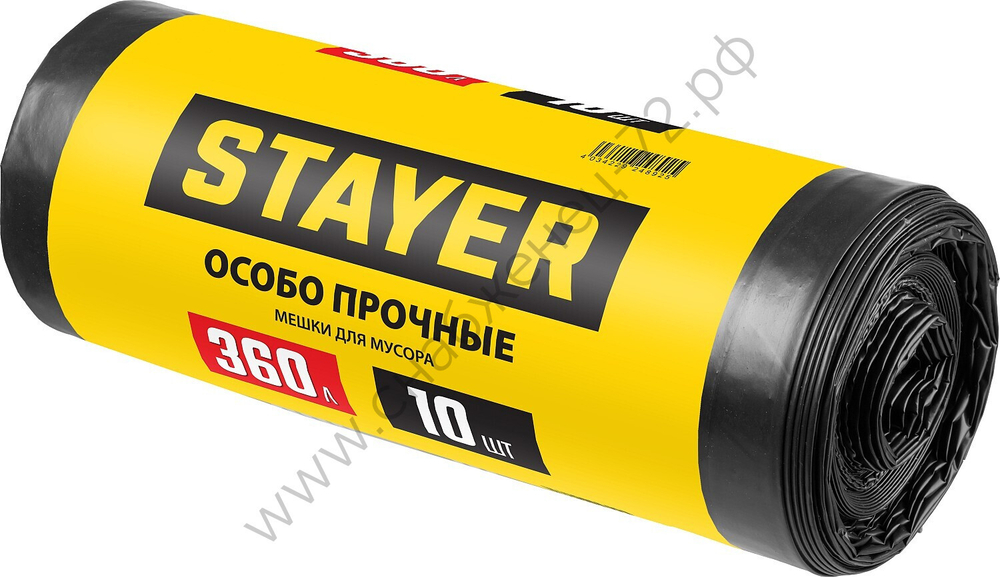 STAYER HEAVY DUTY 360 л, чёрные, 10шт, особопрочные, строительные мусорные мешки (39157-360)
