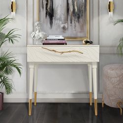 Консоль Арт Колор leaves Стайл Голд Кремовый белый