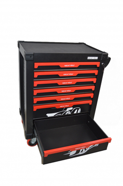 Инструментальная тележка GW-7ST Black (Great Wolf) 7 ящиков, увеличенные колеса с тормозом, ЦЗ, усиленная