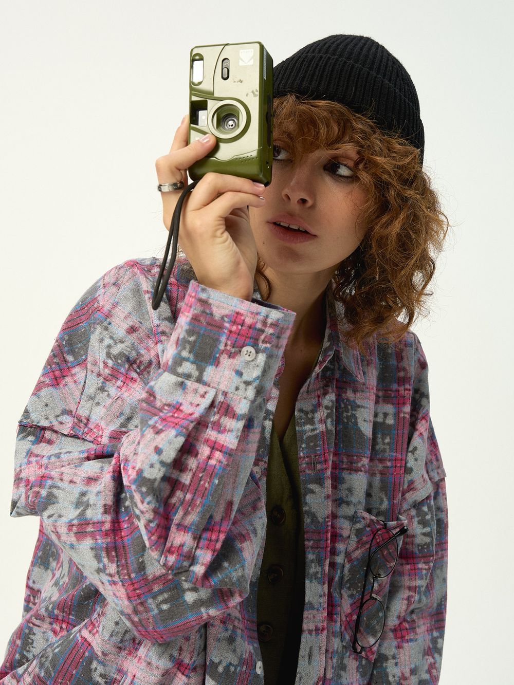 Рубашка Kraizy Stripes Destroy серо-розовая