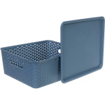 Корзина для хранения с крышкой «КЬЯРИ», цвет лазурный, 36*30*13,5см