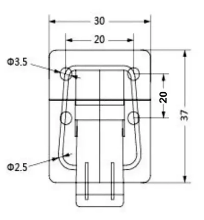 Замок чемоданный H-001 (2шт) ХРОМ, замок защёлка, замок лягушка, замок хромированный