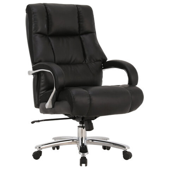 Кресло офисное BRABIX PREMIUM "Bomer HD-007", НАГРУЗКА до 250, рециклированная кожа, хром, черное, 531939