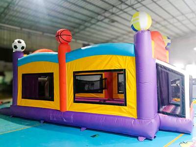 Коммерческий надувной батут «Веселый баскетбол», 8x4x3.5 м
