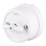 Переключатель / выключатель одноклавишный (белый) Ретро