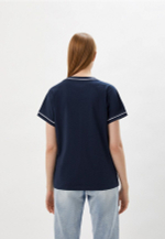 Футболка жен . AERONAUTICA 1982 синий ворот V