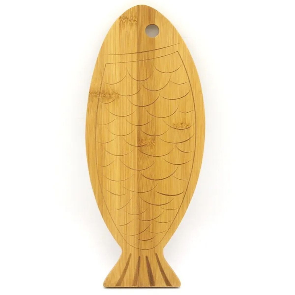 Доска разделочная бамбук, 33х14 см, беж, Катунь, Рыба, КТ-ДР-115