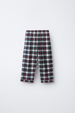 ZARA ФЛАНЕЛЕВАЯ ПИЖАМА В КЛЕТКУ, ЭКРЮ