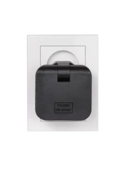 Тройник для розетки с USB 2.0 плоский поворотный, USB разветвитель электрический, черный