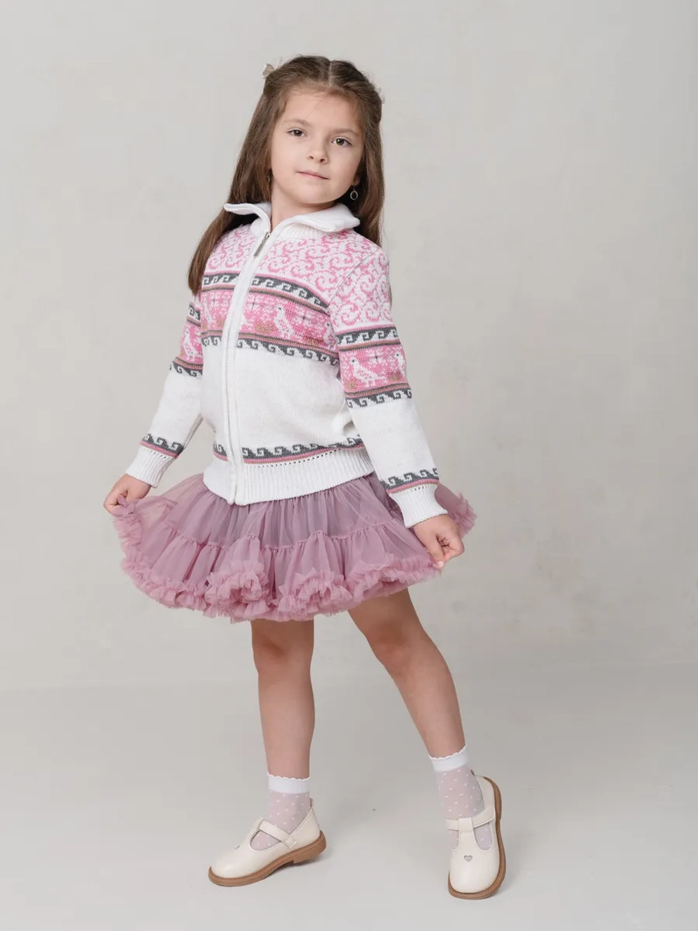 Кофта вязаная на молнии " Птичка"