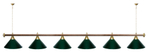 Лампа STARTBILLIARDS 6 пл. (плафоны зеленые,штанга золотая,фурнитура золото)