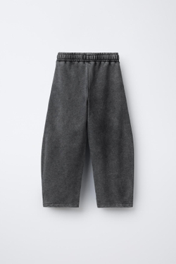 ZARA БРЮКИ ОВЕРСАЙЗ С ЭФФЕКТОМ ПОТЕРТОСТИ, ЧЕРНЫЙ