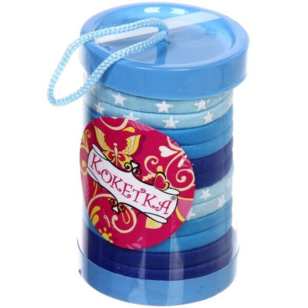 Резинки для волос в тубе 12шт «Кокетка - Узор», цвет сине-голубой