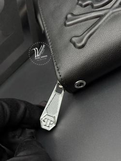 Кошелек на молнии Philipp Plein с фактурным черепом