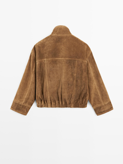 Massimo Dutti Короткий замшевый бомбер, цвет верблюжьей шерсти