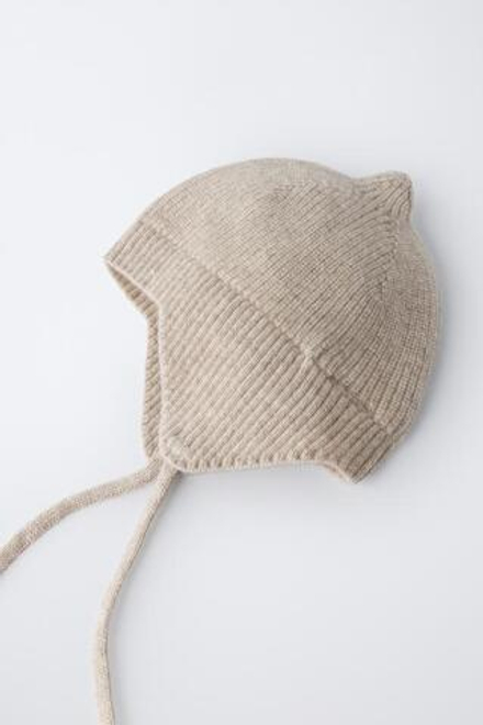 ZARA ТРИКОТАЖНЫЙ ЧЕПЧИК С ШЕРСТЬЮ, РЫЖЕВАТО-КОРИЧНЕВЫЙ МЕЛАНЖ