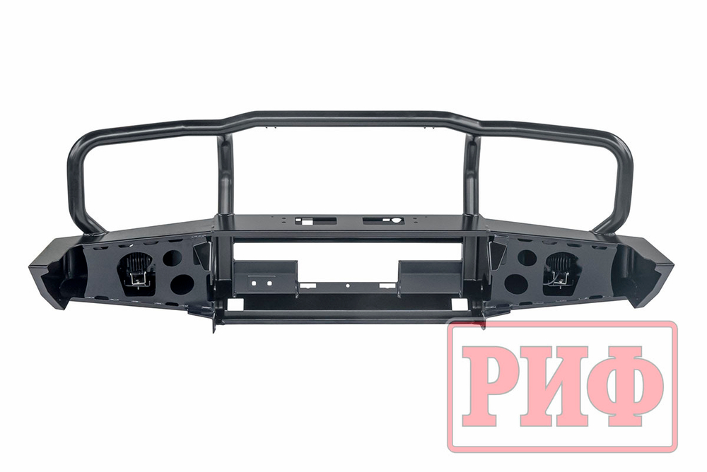 Бампер силовой передний Toyota Land Cruiser 76/78/79 2007+ c доп. фарами и защитной дугой, под штатную лебедку и расширители арок РИФ