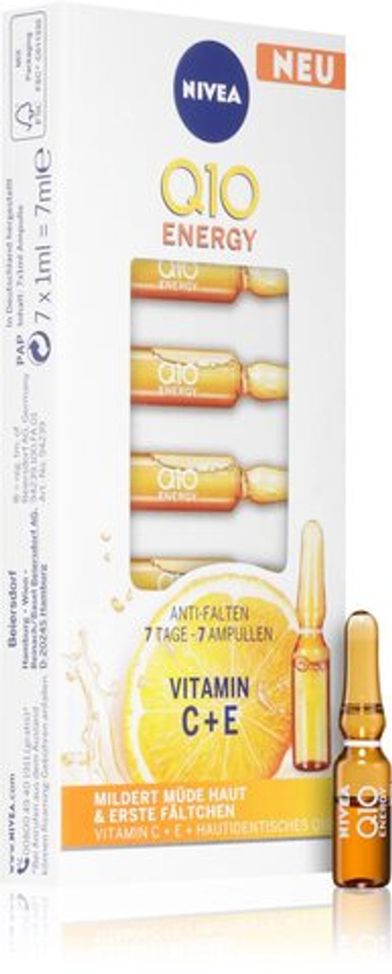 Nivea Q10 Energy - бодрящий уход в ампулах /   7x1  ml  / GTIN 4005900772589