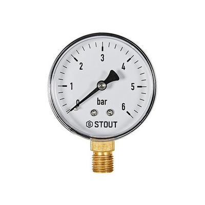 Манометр радиальный STOUT - 1/4" (D63 мм, шкала 0-6 бар)