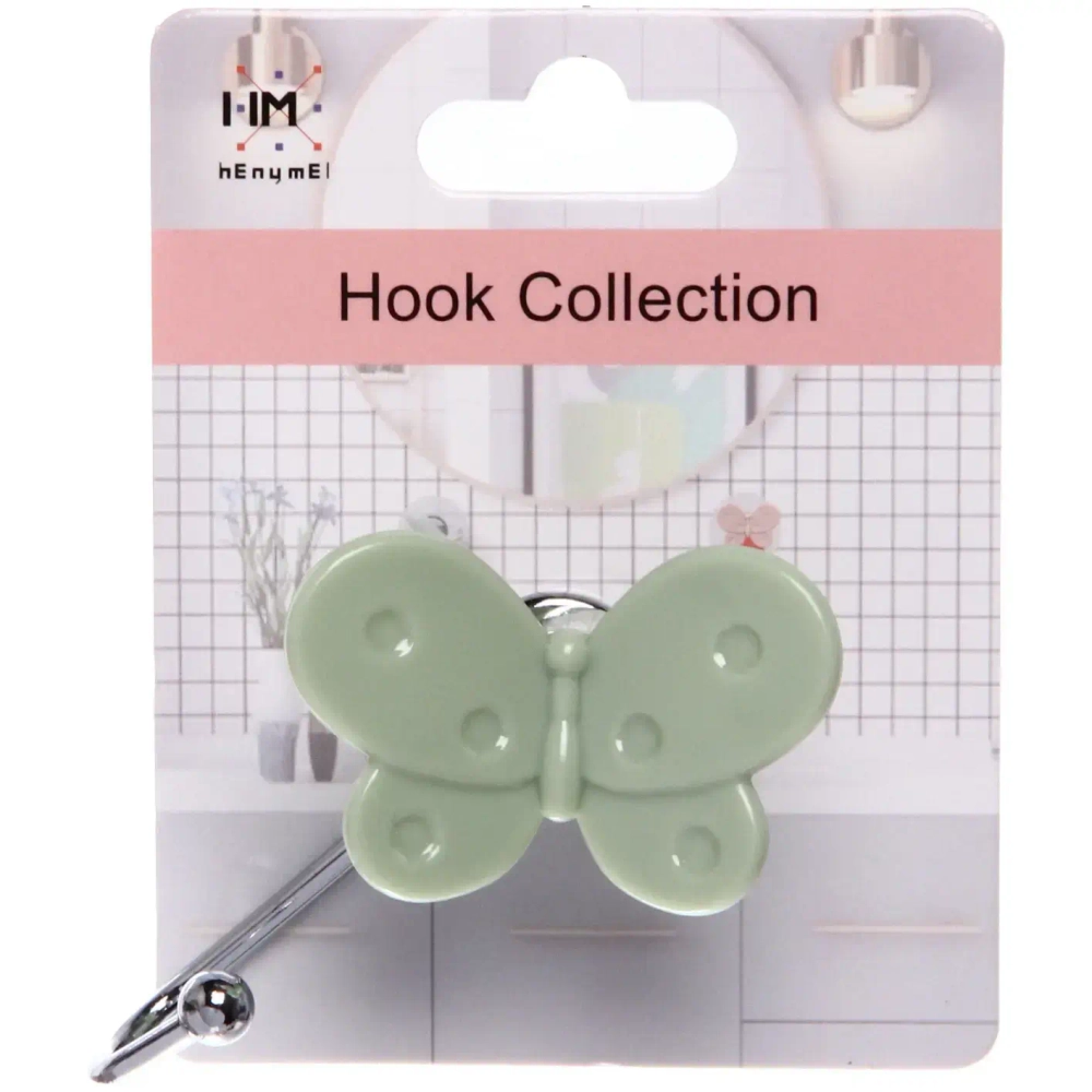 Крючок с липким слоем (1шт., нагрузка 5кг) Бабочка зеленый MH8042