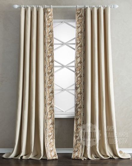 Готовые шторы с вышивкой ВАЛЛЕРИ (арт. BL01-248-01) - (200х270)х2 см. - бежевые