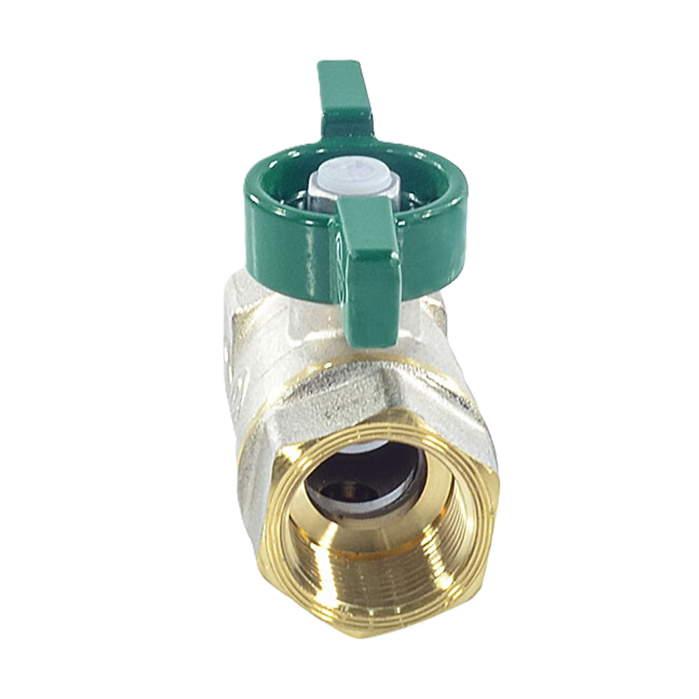 Кран шаровой латунь хром R251W Ду 32 Ру42 ВР бабочка зеленая Giacomini R251WX026
