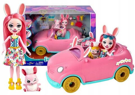 Кукла Enchantimals Mattel - Игровой набор Bunny Car с куклой, машинкой и аксессуарами - Энчантималс HCF85