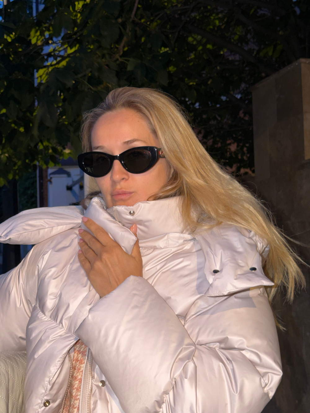 MIDI пуховик с объемным капюшоном, ROSE NUDE