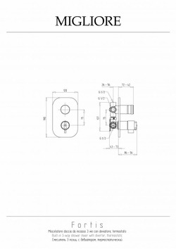 Смеситель  встроенный для душа Migliore Fortis 25048 с 3-х. позиционным переключателем, термостат хром схема