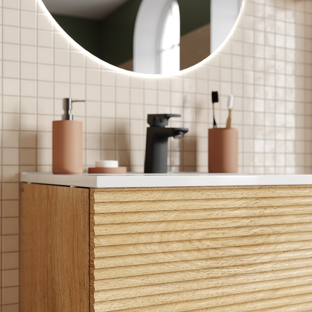 Тумба с умывальником IDDIS Bild, подвесная, 60 см, дуб светлый, BIL60V0i95K