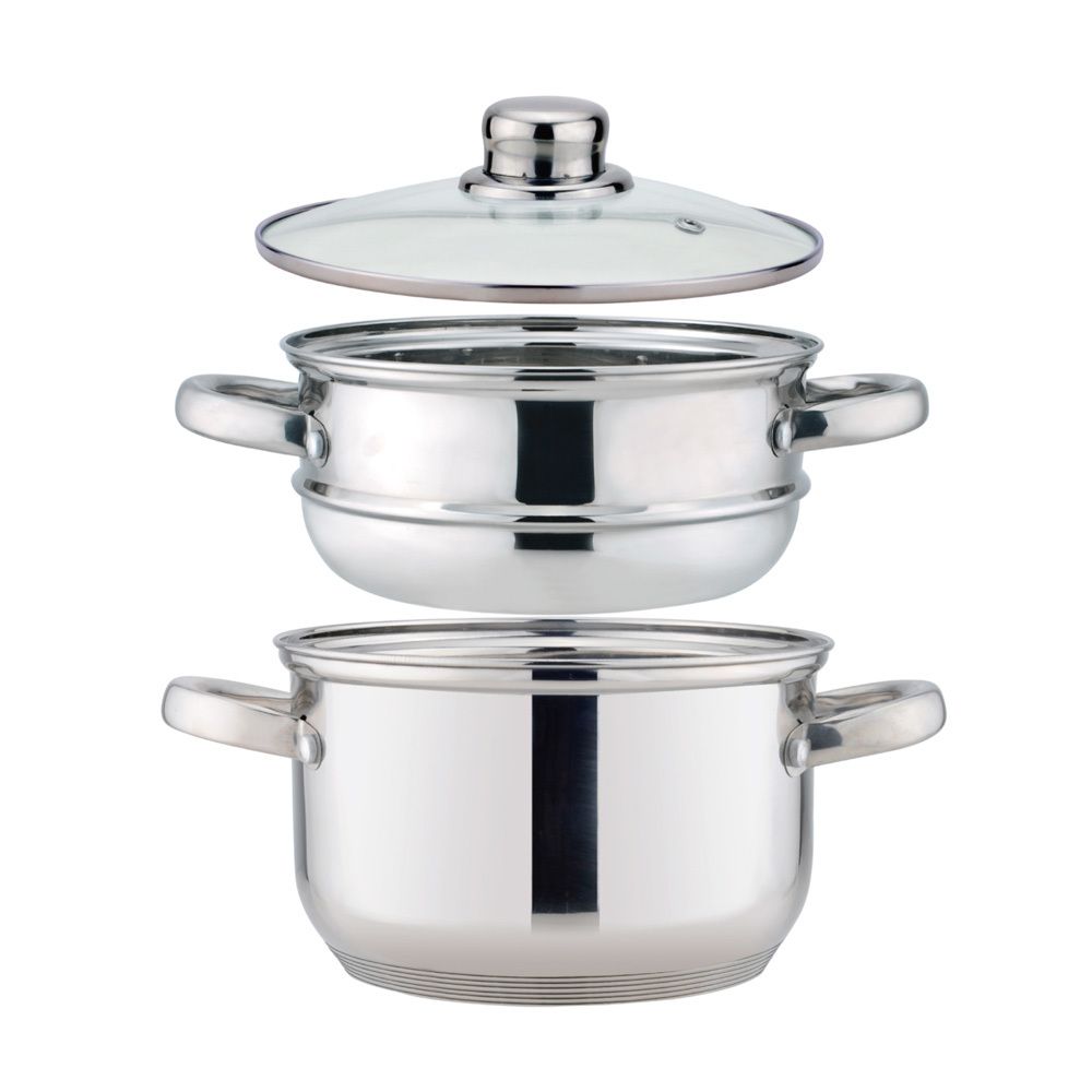 КАСТРЮЛЯ-ПАРОВАРКА AGNESS 2-Х ЯРУСНАЯ, 3 ПРЕДМЕТА, СЕРИЯ "CLASSIC" ДИАМЕТР=18СМ, 2,5Л (КОР=4ШТ.)