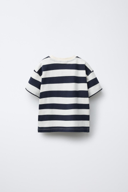 ZARA ФУТБОЛКА В ПОЛОСКУ, МОРСКОЙ СИНИЙ