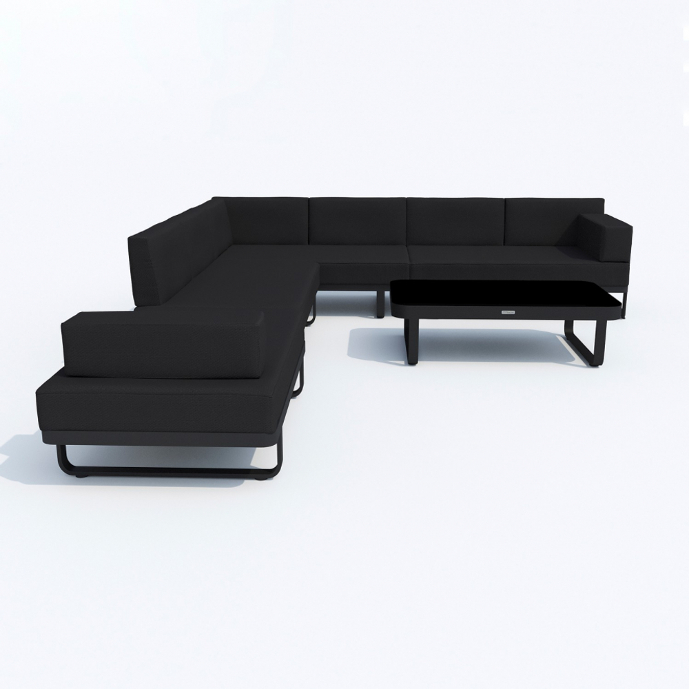 Лаунж зона угловая Ideal Patio ТЕСОРА черная - каркас карбон