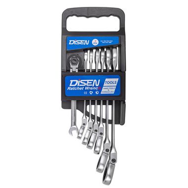Набор ключей трещоточных с шарниром 7пр.(8,10,12,13,14,17,19мм),в пластиковом держателе DISEN DSD1508F