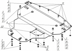 Защита картера двигателя. 2 мм, Сталь. для Infiniti G 25 2010-2014, Motodor.08003
