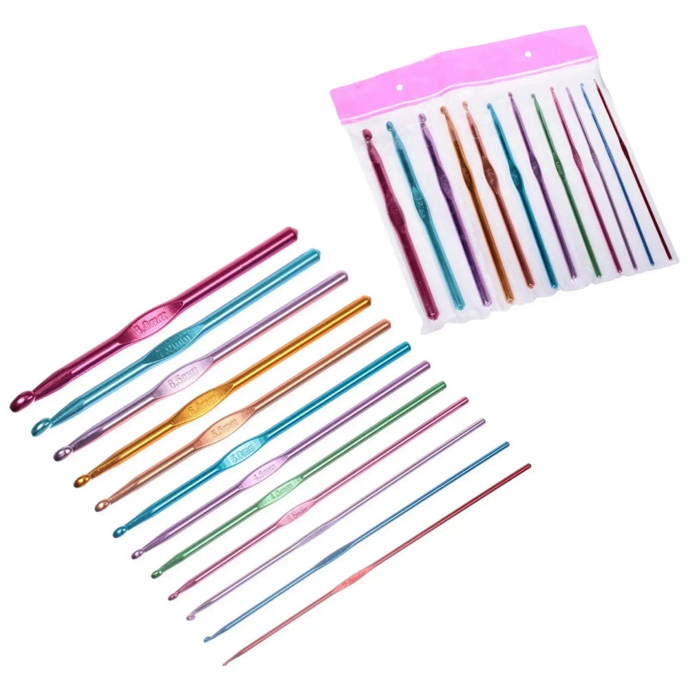 Крючки вязальные металлические в наборе 12шт «Favorite Hous», цвет как на фото, от 2мм до 8мм (в пакете)