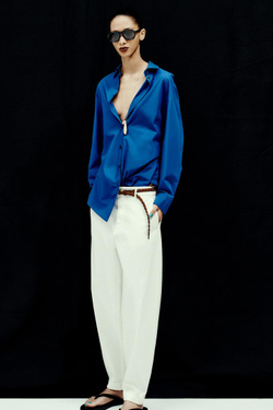 ZARA БРЮКИ ЧИНОС С ПЛЕТЕНЫМ РЕМНЕМ, ЭКРЮ